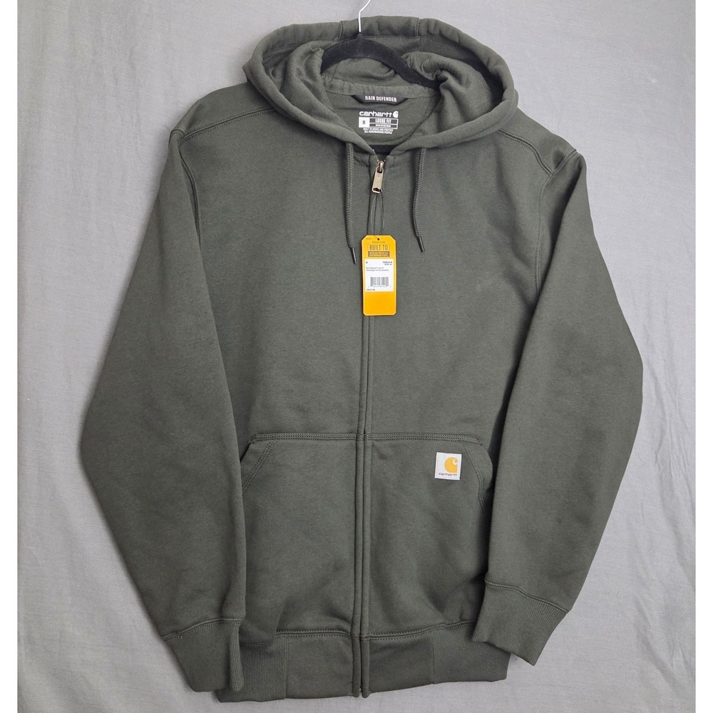 NWT Carhartt Rain Defender Heavyweight Full Zip Hoodie Peat Green Medium TS0614